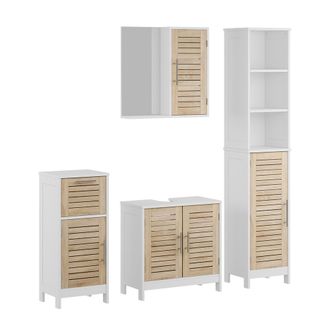 Vicco Conjunto De Muebles De Ba&ntilde;o Looma, Blanco/roble, 4 Partes, Vicco
