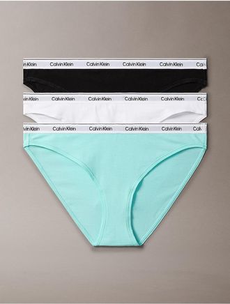 Calvin Klein Womens Icon Logo 3-Pack Bikini - Blue - XS