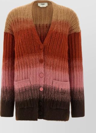 Fendi gradient knit cardigan featuring front pockets