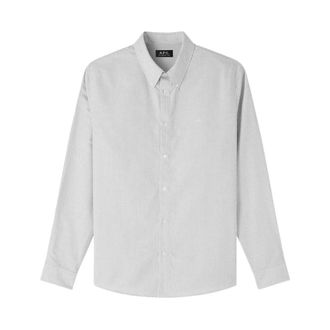 A.P.C. A.p.c. - Coguh H12499 LAA Oxford overhemd - Heren - Overhemden - Grijs - Maat: M Katoen