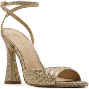 Steve Madden Beki Ankle Strap Pointed Toe Sandal in Gold Fabric at Nordstrom Rack, Size 9.5