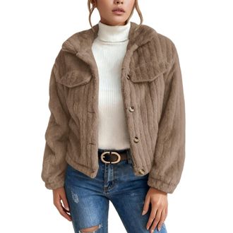 Generic Plus Size Winter Coat Women Wool Casual Thickened Cozy Fleece Jacket Women Plus Size Plain Loose Fit Stylish Overcoat Womens Knitted Cardigan Elegant 