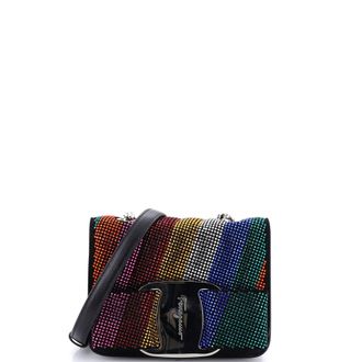 Ferragamo Miss Vara Bow Crossbody Bag Crystal Embellished Leather Mini