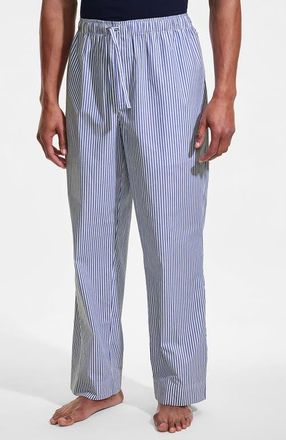 Lands End Poplin Pajama Pants in Sapphire Gem Blue Stripe at Nordstrom, Size Xx-Large