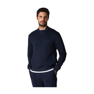 Brooks Brothers Cotton Crewneck Logo Jumper - male - Brooks Brothers - Sweatshirts - Blue - XL - Sweatshirts & Hoodies