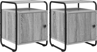 vidaXL Mesa De Noche 2 Uds. Sonoma Gris Madera De Ingenier&iacute;a Vidaxl