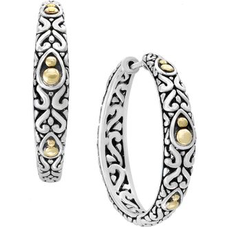 Effy Two-Tone Bead & Scroll Hoop Earrings in Silver at Nordstrom Rack