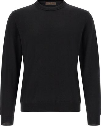 Zanone Black Solid Crew Neck Sweater