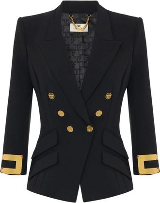 Elisabetta Franchi Stretch Double-Crepe Blazer - Dames - Blazers - Zwart - S - Polyester - Jassen