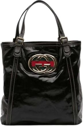 Gucci Pre-owned Tote Bags, female, Black, Size: ONE SIZE Pre-owned Leather Tote