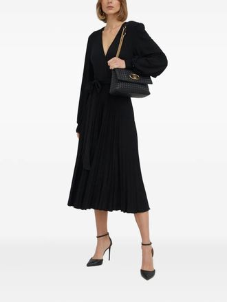 Nissa Midi-jurk met pofmouwen en ceintuur - Zwart