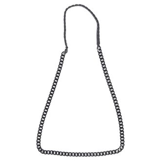 Burberry Burberry Geknaald Leren Ketting met Curb Chain in Zwart Metaal