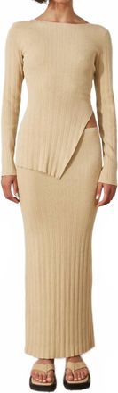 Zulu & Zephyr Rib Knit Skirt In Tan