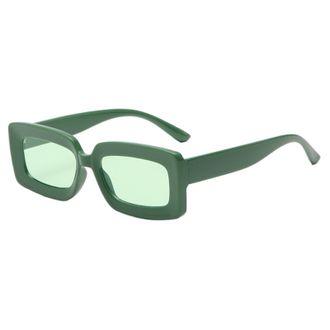 Generic Vintage Square Small Frame Sunglasses Men And Women Polarized Sports Beach Vacation Party Sun Glasses(Green)