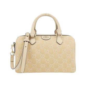 Gucci Pre-owned Ophidia GG Denim Boston Bag - Dames - Pre-owned - Beige - Maat: ONE Size Denim