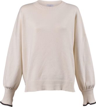 Brunello Cucinelli White Cashmere Womens Sweater