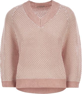 PESERICO Peserico Netzoberteil mit V-Ausschnitt aus Leinen und Baumwolle