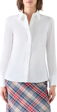 Akris Stretch Cotton Blend Button-Up Shirt in Cream at Nordstrom, Size 12