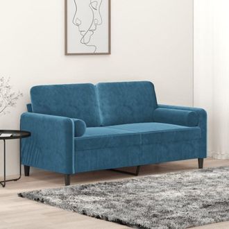 vidaXL Vidaxl - Divano a 2 Posti con Cuscini Blu 140 cm in Velluto
