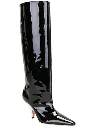 Bally Womens Kika Patent Leather Knee High Boots In Black