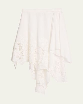 Ronny Kobo Ashley Embroidered Asymmetric Cotton Skirt