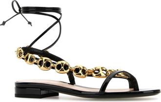 Gucci Womens Black Leather Marina Chain Sandals - Size EU 36