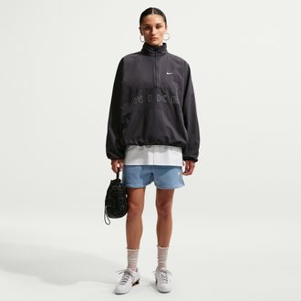 Nike Womens Studio Fleece Medium Weight Mid-Rise Shorts in Blue | IR8313-486