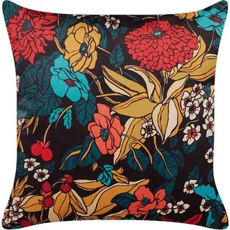 Beliani Coj&iacute;n De Terciopelo Multicolor 45 X 45 Cm Patr&oacute;n Floral Hojas Boho Protea