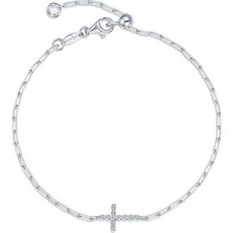 Lafonn Thread of Faith Lab Grown Diamond Bracelet in Silver at Nordstrom, Size 6.75