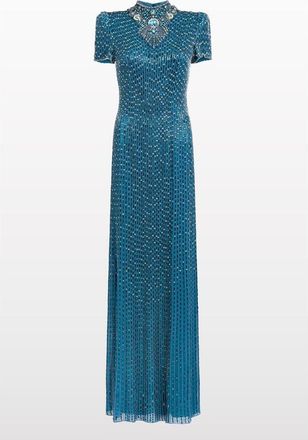 Jenny Packham Amber Embellished Maxi Dress in Lapis at Nordstrom, Size 16 Uk