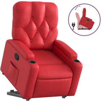 vidaXL Sill&oacute;n Reclinable Elevable Cuero Artificial Rojo Vidaxl