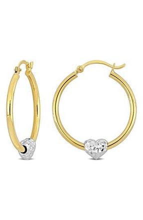 Delmar Heart Charm Hoop Earrings in Gold at Nordstrom Rack