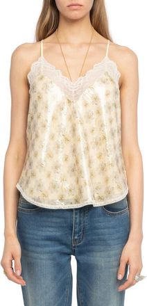 Zadig&Voltaire Christy Sequin Floral Cami in Vanille at Nordstrom, Size X-Small
