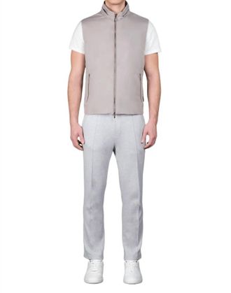 Moorer Hooded Sleeveless Vest In Marmo