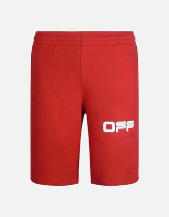 Off-white Mens Off-White Airport Tape Design Red Sweat Shorts - Size: 35/34/32