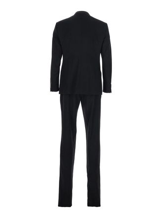 Giorgio Armani Single-Breasted Virgin Wool Pant Suit - Black