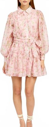 En Saison Josette Long Sleeve Mini Dress In Pink Floral