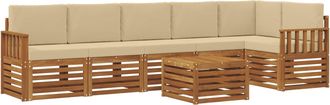 vidaXL Conjunto De Sof&aacute;s De Exterior 7 Uds. Natural Y Beige Poli&eacute;ster Vidaxl