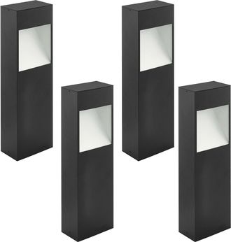 Loops 4 PACK IP44 Outdoor Pedestal Light Anthracite & White Square Post 10W LED