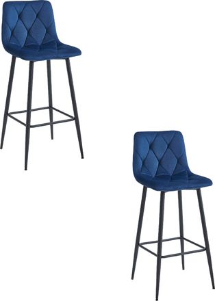 OEM Taburete Nado - Terciopelo Azul Marino / Patas Negras X 2