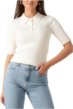 Selected Truien & Vesten, Dames, Beige, L, Beige Gebreide Kraag Top voor Vrouwen