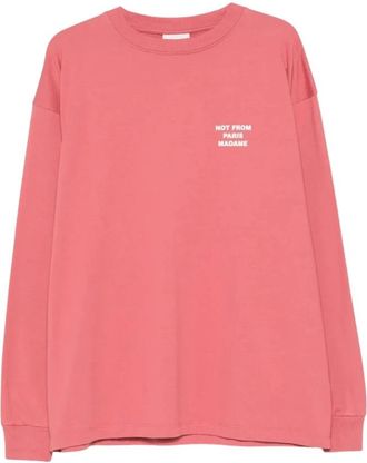 Dr&ocirc;le de Monsieur Slogan Long Sleeve T-Shirt - Heren - Sweatshirts - Roze - M - Katoen - Hoodies & sweatvesten