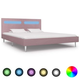 vidaXL Estructura De Cama Con Led Sin Colch&oacute;n Tela Rosa 180x200 Cm Vidaxl