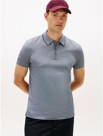 Tommy Hilfiger Mens Performance Quarter-Zip Polo - Blue - XXL