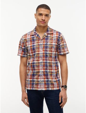 Tommy Hilfiger Mens Regular Fit Ikat Plaid Camp Shirt - Plaid 3 Multi - XXL