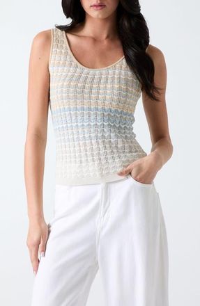 Guess Rosalyn Metallic Pointelle Sweater Tank in Light Blue/beige/white at Nordstrom, Size X-Large