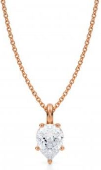 Allurez Pear Lab Diamond Prong Pendant Necklace 14K Rose Gold (1.00ct)