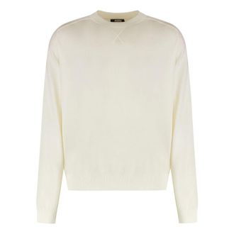 Jacquemus Round-neck Knitwear, male, Beige, Size: XL Embroidered Sweater