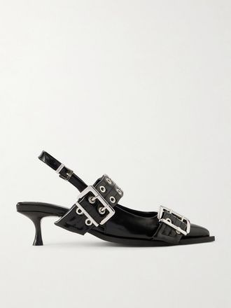 Ganni D&eacute;collet&eacute; Slingback Vegan Feminine Buckle - Nero