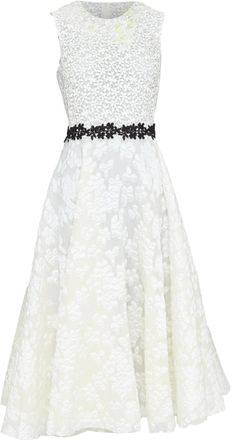 Giambattista Valli ivory floral cloque lace body sleeveless bridal dress IT40 S